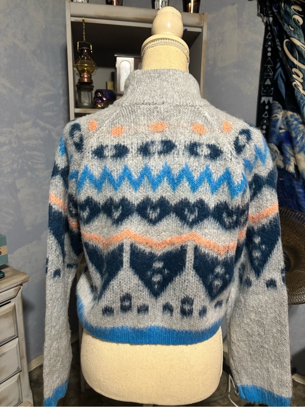 Noisy May Fuzzy Turtleneck Sweater Fair Isle Nordic Cozy Knit S - Picture 7 of 11
